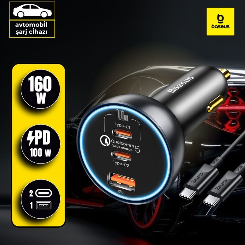 Baseus Car Charger 160W Qualcomm Quick Charge