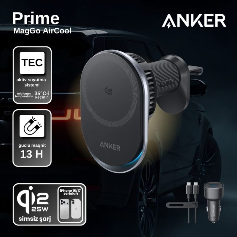 Anker Prime Qi2 25W Wireless Car Charger