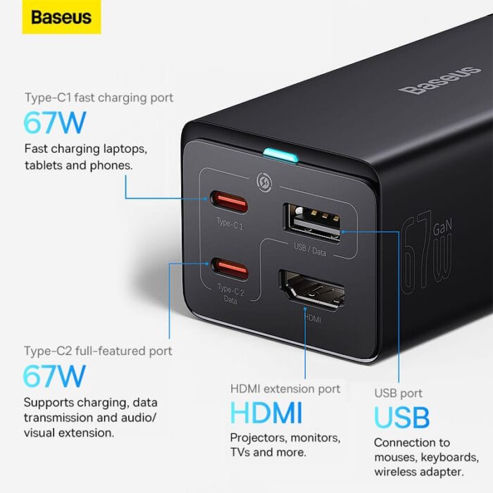 Baseus GaN5 Pro 67W Desktop Charger HDMI - Image 2