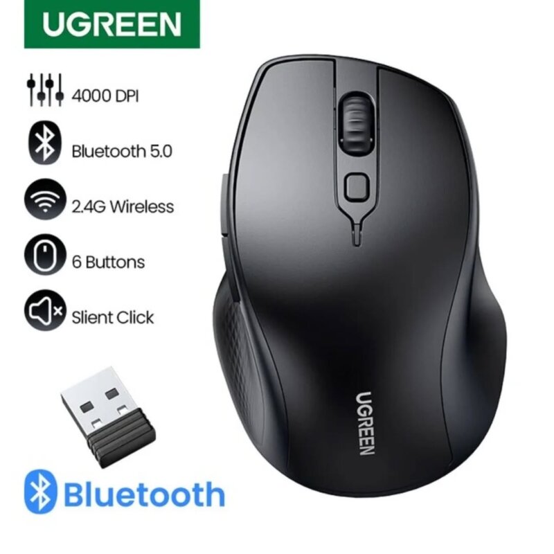 Ugreen  Wireless Mouse Bluetooth 5.0 Ergonomic 4000 DPI
