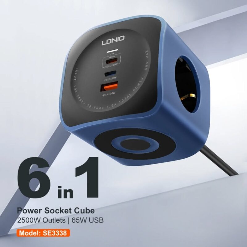 Ldnio  2500W 6-in-1 Power Socket Cube
