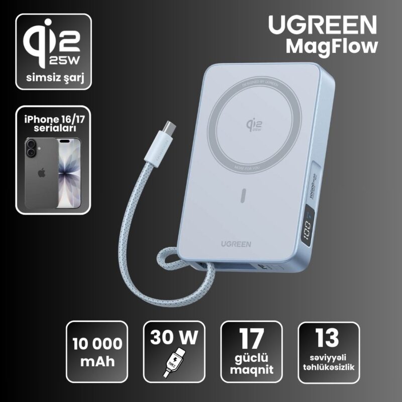 Ugeen MagFlow 10.000mAh Power Bank Qi2 25W