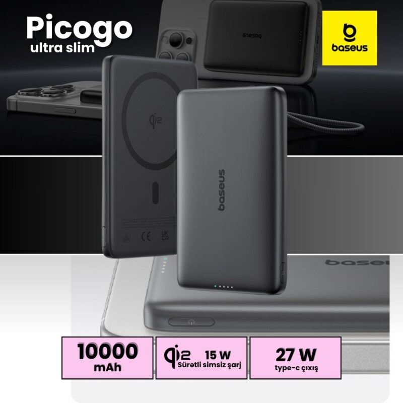 Baseus PicoGo Ultra-Slim Qi2 Power Bank 10000mAh