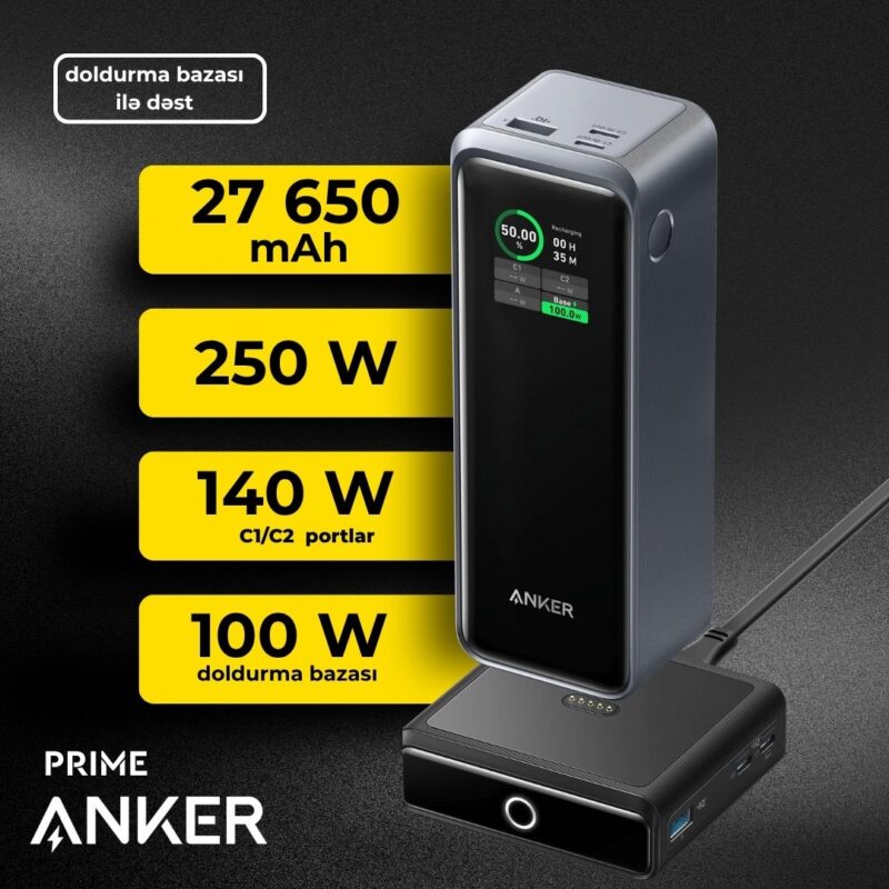 Anker Prime 27,650mAh Power Bank 250W and 100W Charging